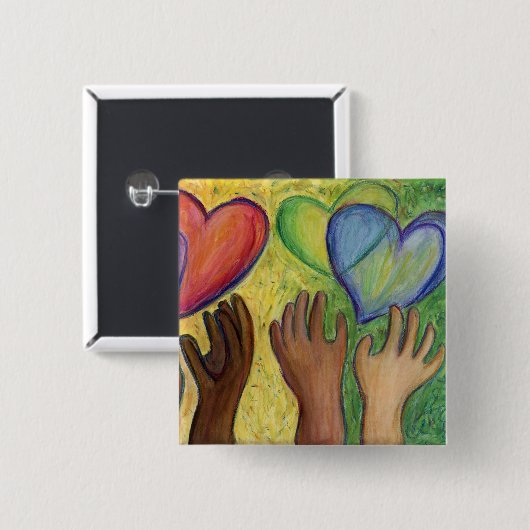 Harten en handen diversity Love Button of Lapel Pi (Voorkant /achterkant)