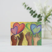 Harten en handen liefdesdiversiteit Aangepaste Art Briefkaart (Staand voorkant)