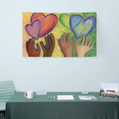 Harten en handen liefdesdiversiteit Art Aangepaste Spandoek (Beurs)