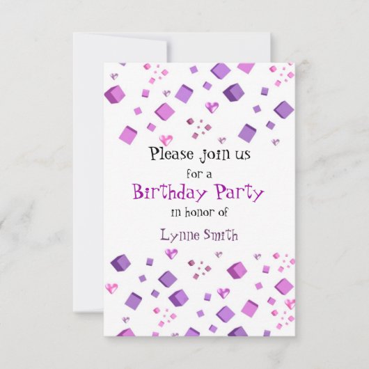 Harten en kubussen - uitnodiging op zaterdag (Voorkant)