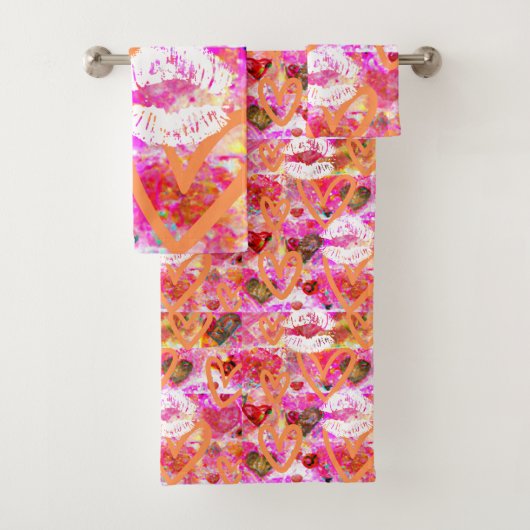 Harten en lippen bad handdoek (Insitu)