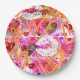 Harten en lippen papieren bordje