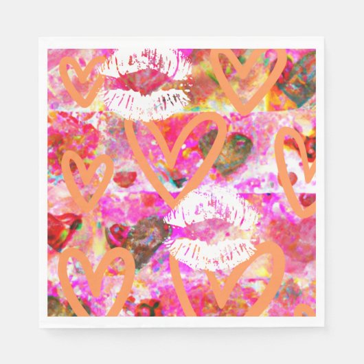 Harten en lippen servet (Voorkant)