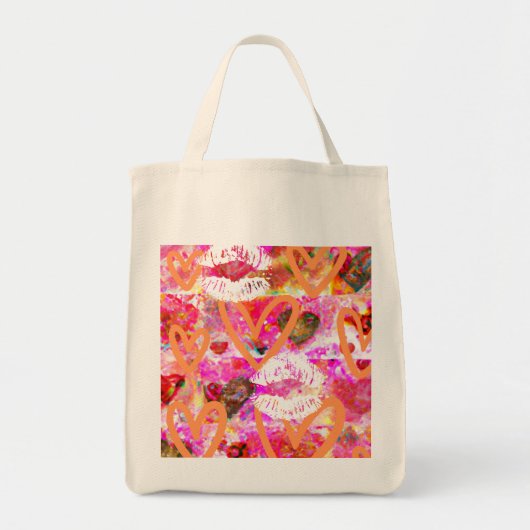 Harten en lippen tote bag (Voorkant)