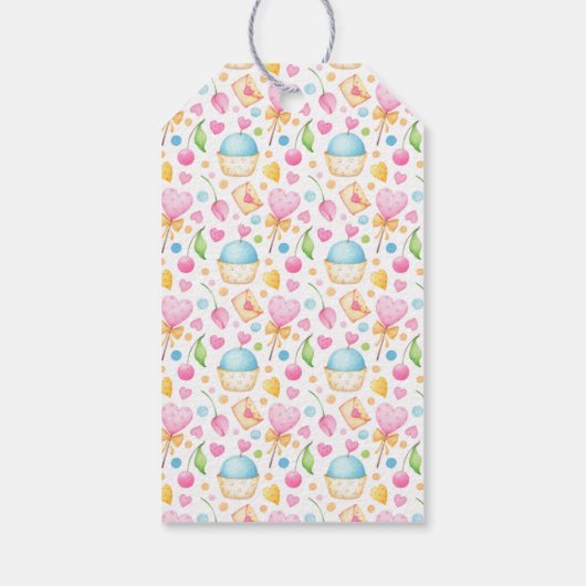 Harten en Muffins heerlijk Waterverf Patroon Cadeaulabel (Achterkant)