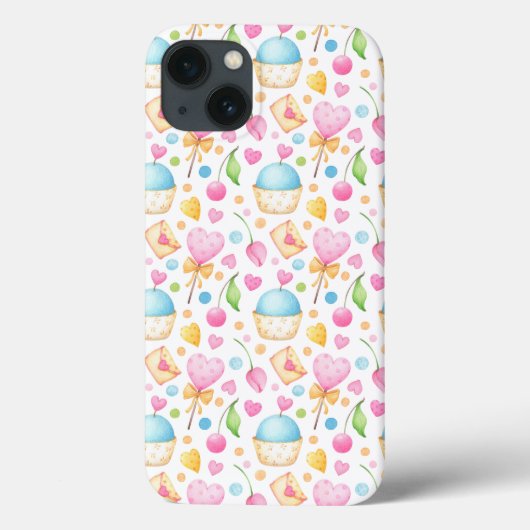 Harten en Muffins heerlijk Waterverf Patroon Case-Mate iPhone Case (Achterkant)