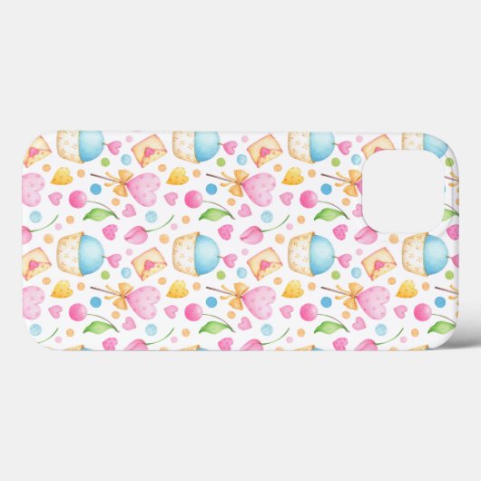 Harten en Muffins heerlijk Waterverf Patroon Case-Mate iPhone Case (Achterkant (horizontaal))
