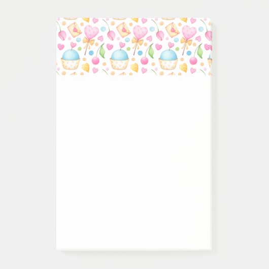 Harten en Muffins heerlijk Waterverf Patroon Post-it® Notes (Voorkant)