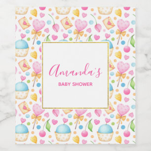 Harten en Muffins heerlijk Waterverf Patroon Wijn Etiket