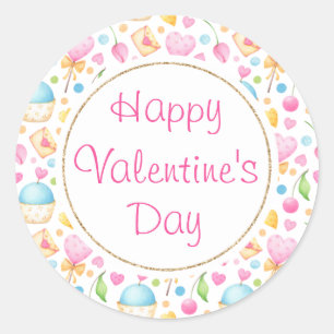 Harten en Muffins - Schitterend Valentijns patroon Ronde Sticker