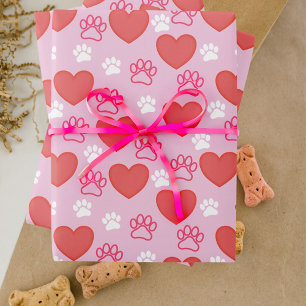 Harten en Paws Valentijnsdag inpakpapier Vel