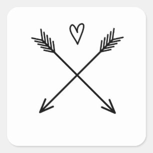 Harten en pijlen vierkante sticker