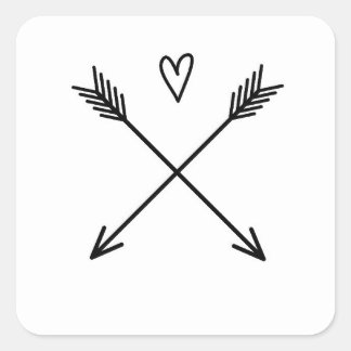 Harten en pijlen vierkante sticker