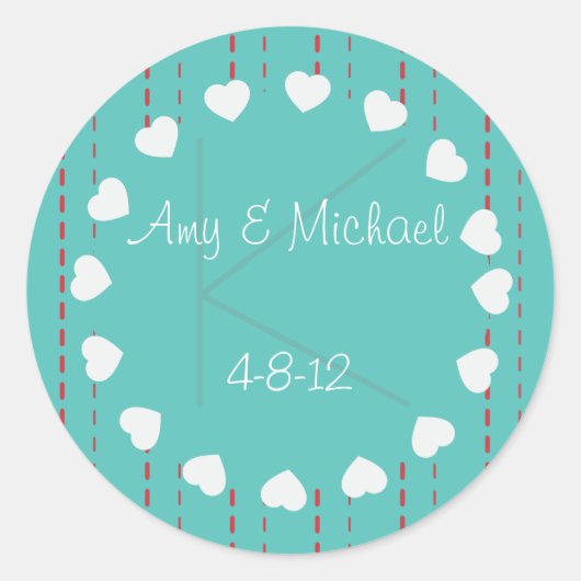 Harten en Pinstripes Favor Label Sticker (Voorkant)