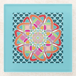 Harten en Quilt Design Blauwe Drank Coaster Glazen Onderzetter