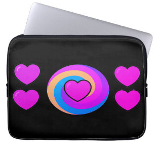 Harten en regenbogen op een zwarte achtergrond  laptop sleeve
