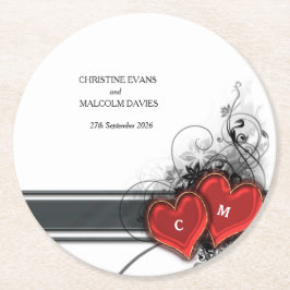 Harten en rollen ronde kartonnen onderzetter