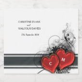 Harten en rollen sparkling wijnetiket (Enkel label)