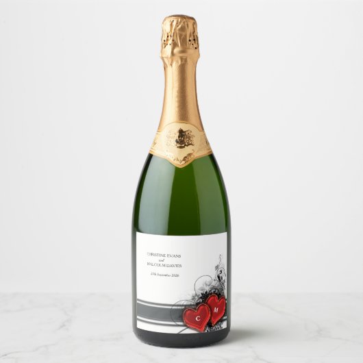 Harten en rollen sparkling wijnetiket (Voorkant)