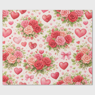 Harten en Rozen Cadeaupapier