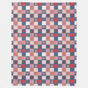 Harten en Rozen Nep Patchwork Fleece Deken