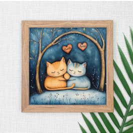 Harten en Spint Feline Soulmates Poster Wall Art