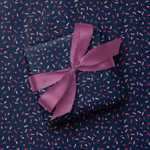 Harten en sproinkles navy roze Valentijnsdag Cadeaupapier