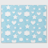 Harten en sterren patch 3D Cadeaupapier (Vlak)