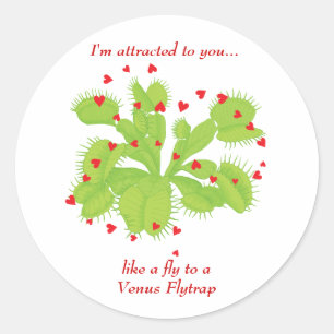 Harten en Venus Flytrap Ronde Sticker