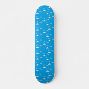 Harten en wolken op blauw skateboard