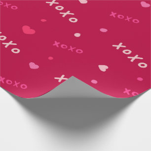Harten en xoxo-symbool voor knuffels en kusjes cadeaupapier