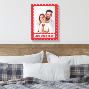 Harten Fijne Valentijnsdag Modern Liefdespatroon Canvas Afdruk