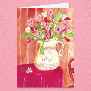 Harten Floral die Happy Moederdag schilderen Kaart