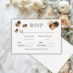 Harten Foto Eenvoudige Elegante Trouw RSVP Kaartje