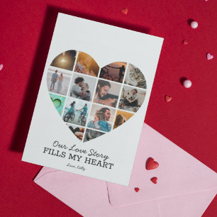 Harten Fotocollage Valentijnsdag Aangepaste Tekst Feestdagenkaart