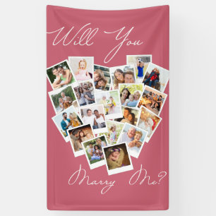 Harten Fotocollage Wil Je Met Me Trouwen Roze Spandoek