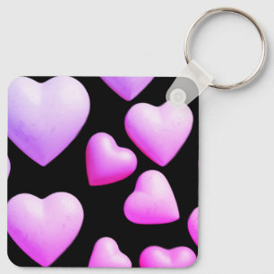 Harten gevuld met ware liefde Zwarte achtergrond Sleutelhanger