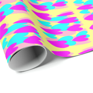 Harten hete roze baby blauw mellow geel cadeau cadeaupapier