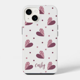 Harten in Bourgondië Dusty Roos Polka Dots iPhone 14 Hoesje