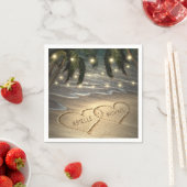 Harten in de Zand Beach Shore Palm Tree bruiloft Servet (Insitu)