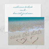 Harten in de zand "Save the Date" Save The Date (Voorkant / Achterkant)