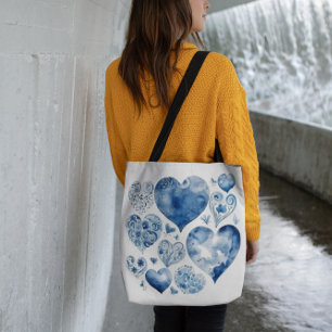 Harten in Delfts Blauw Draagtas