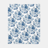 Harten in Delfts Blauw Fleece Deken (Voorkant)