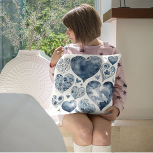 Harten in Delfts Blauw Kussen