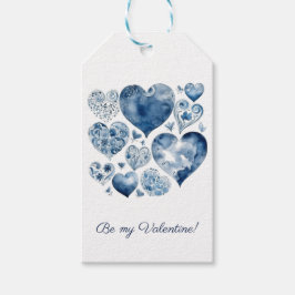 Harten in Delfts Blauw, valentijn, aanpasbaar Cadeaulabel