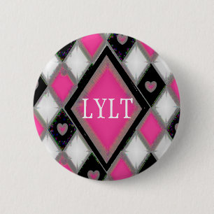 Harten in diamanten - Verstoord (personaliseren) Ronde Button 5,7 Cm
