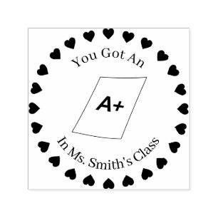 Harten in een cirkel, leraar A+ Zelfinktende Stempel