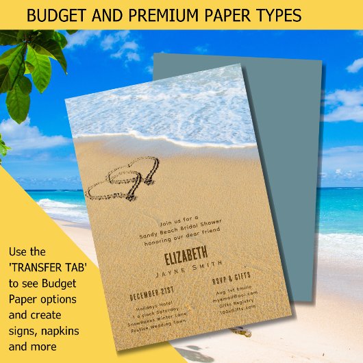 Harten in het Zand Zomer Strand Bruidsdouche Kaart