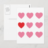 Harten in roze en rood Briefkaart (Voorkant / Achterkant)