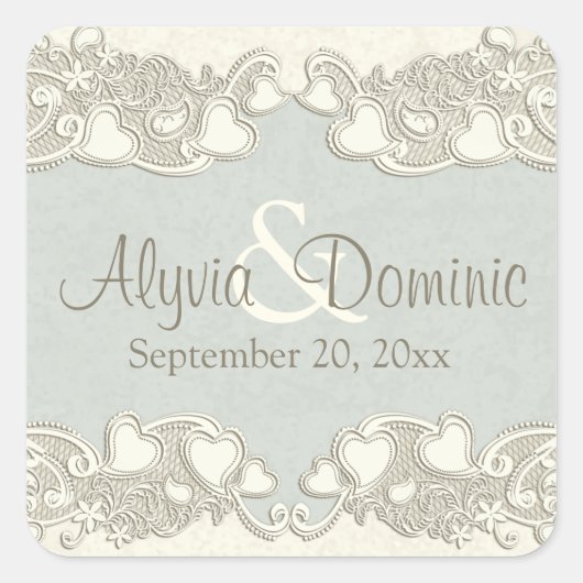  harten Ivoor en Wijze Vierkante Sticker (Voorkant)